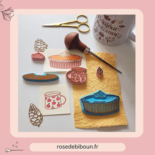 motifs à graver tampons mug et tarte à la citrouille