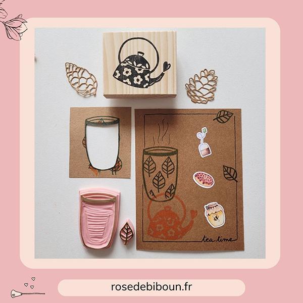 motifs à graver tampons mug et tarte à la citrouille