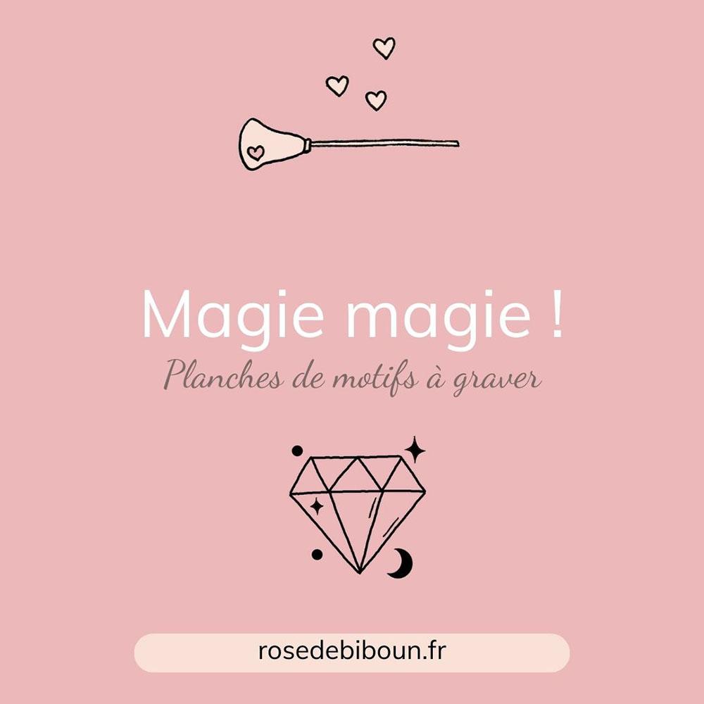 planche de motifs à graver des tampons thème magie